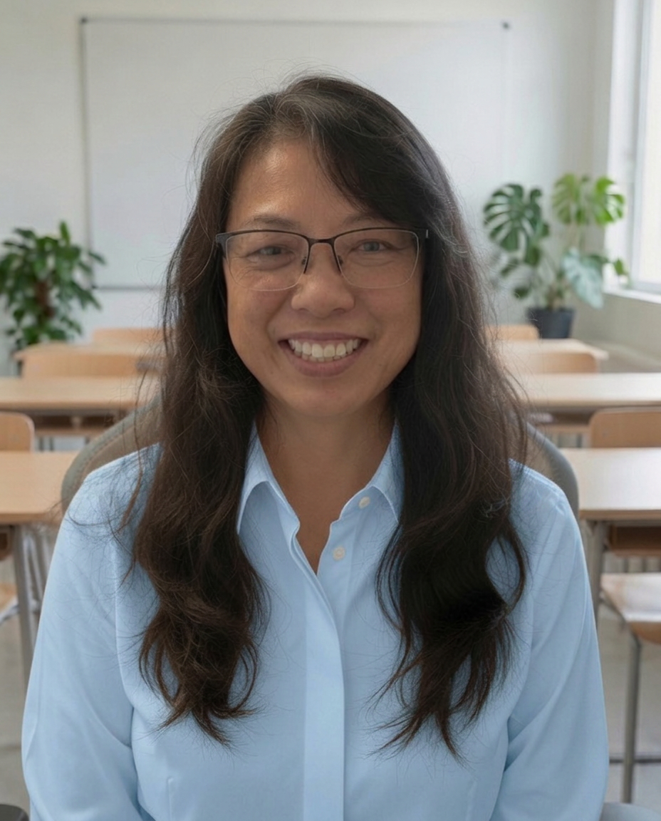 Ms. Capelli, founder of Tilt.University, in a school library